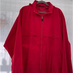 Greg Norman Red Windbreaker Jacket Mens X-Large Hooded Mesh Lined Vented Golf